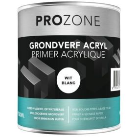 Prozone grondverf wit acryl 750ml WB